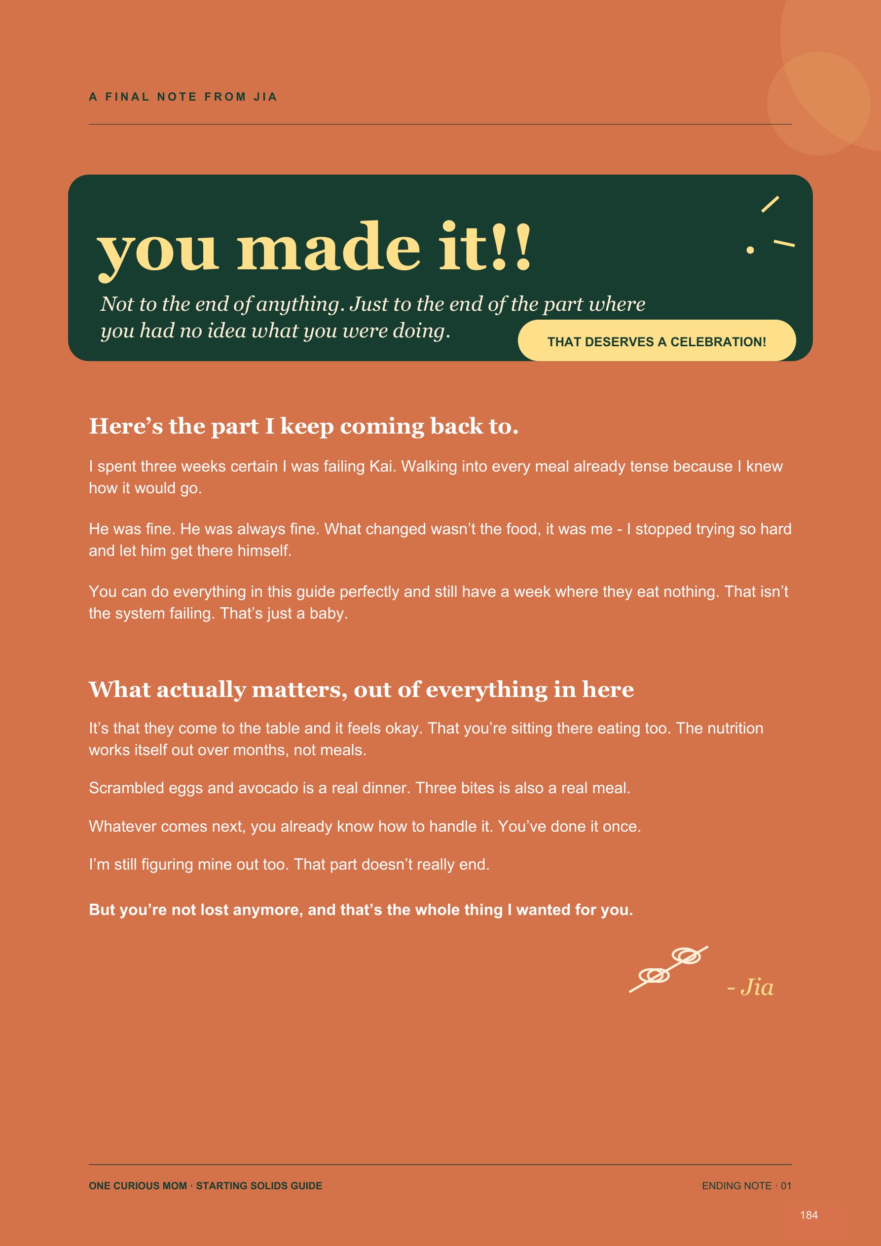Final note from Jia: You made it